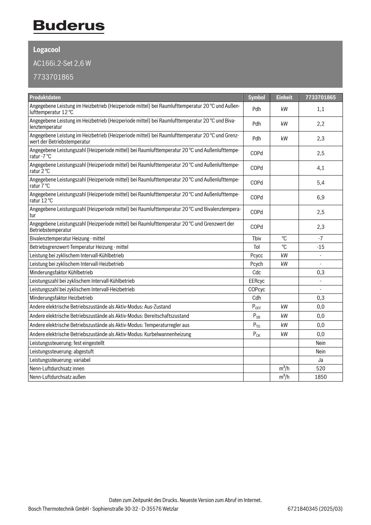 Buderus Logacool AC166i.2 - Monosplit Klimaanlagen-Set mit 2,6 kW