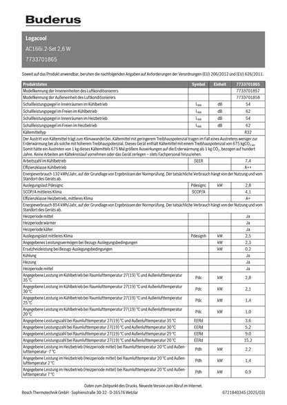 Buderus Logacool AC166i.2 - Monosplit Klimaanlagen-Set mit 2,6 kW