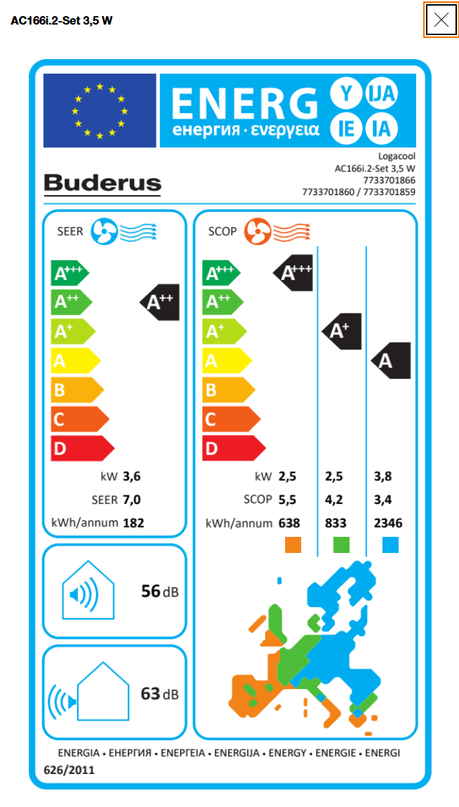 Buderus Logacool AC166i.2 - Monosplit Klimaanlagen-Set mit 3,5 kW