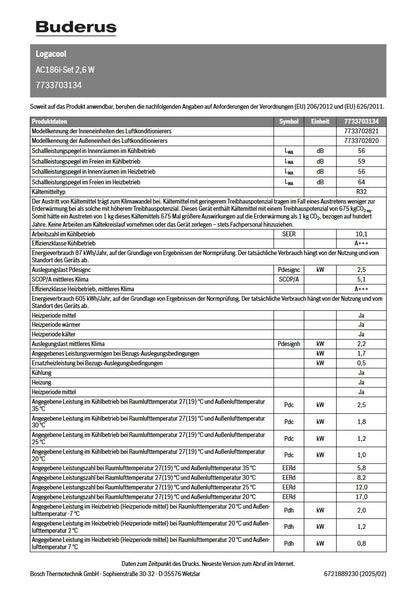 Buderus Logacool AC186i.3 - Monosplit Klimaanlagen-Set mit 2,6 kW