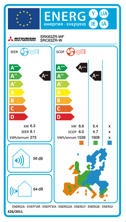Mitsubishi Heavy Industries SRK63ZR-WF - SRC63ZR-W - Mono-Split-Klimaanlage