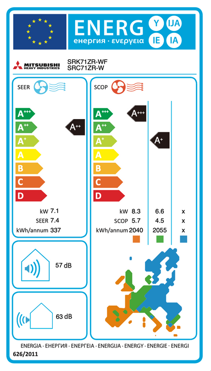 Mitsubishi Heavy Industries SRK71ZR-WF - SRC71ZR-W - Mono-Split-Klimaanlage